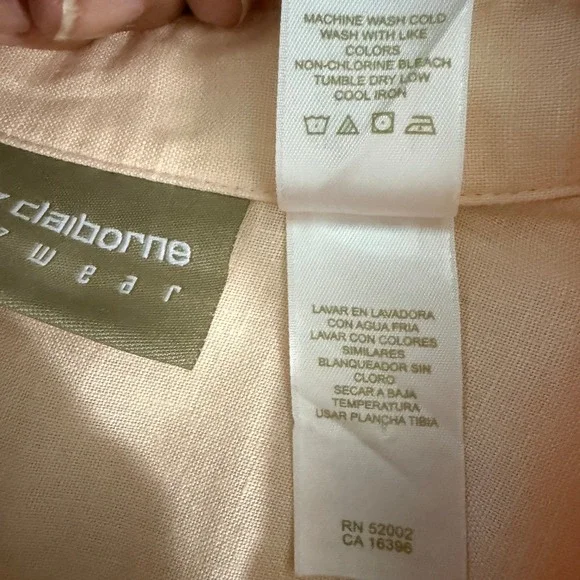 Liz Claiborne Women's Button Up Shirt Size L Linen 3/4 Roll Tab Sleeve Classic‎ - Picture 5 of 7